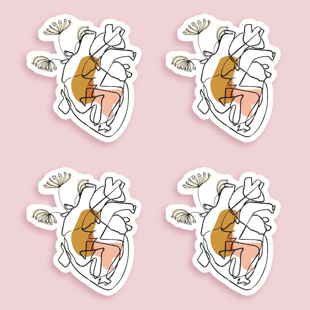 SMALL 8 Delicate Hearts Line Art Sticker Pack